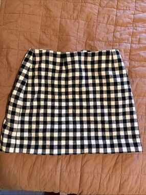 Wayf Black and White Gingham Mini Skirt